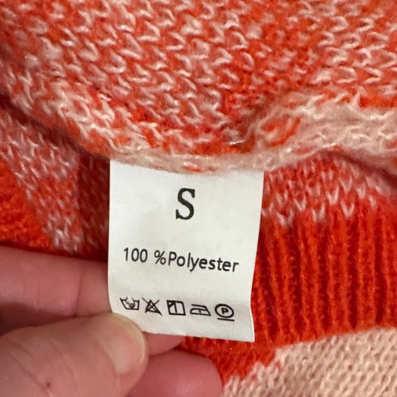 Heart Patterned Pink and Red Sweater - Picture 3 of 5